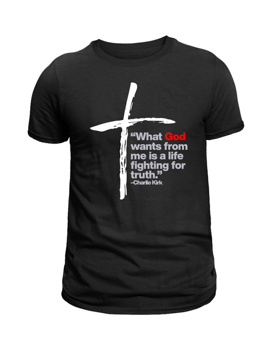 Fighting for Truth Cross Shirt - Charlie Kirk