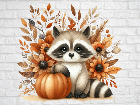 Autumn Raccoon Boho Print