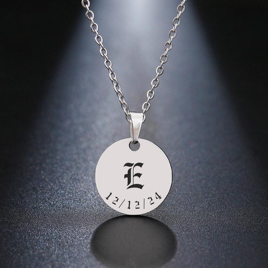 Custom Engraved Initial Round Necklace